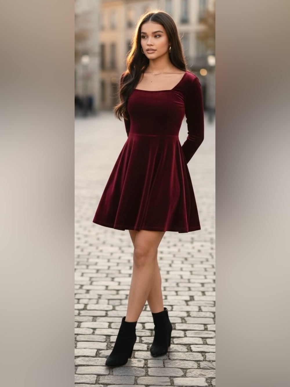 SHEIN Burgundy Velvet Dress